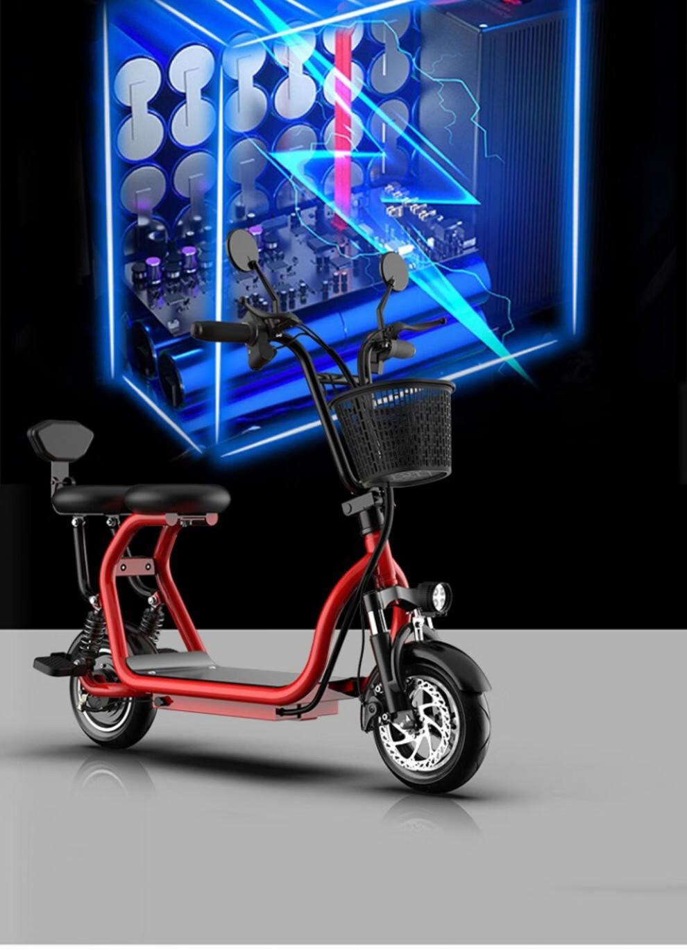 小哈雷电动滑板车锂电女士迷你电动车子折叠小型代步电瓶车 单座款