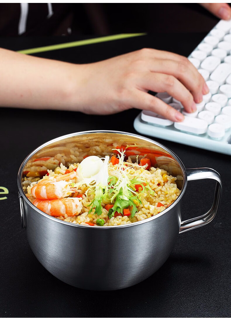 小郎人304加厚不锈钢饭盒学生快餐杯带盖泡面碗食堂打饭缸铁餐盒吃饭