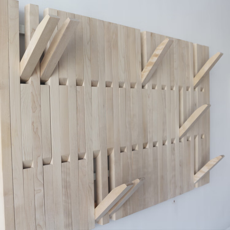 木条衣挂墙壁衣帽架创意实木黑胡桃白橡木玄关置物架定制 榉木竖版高