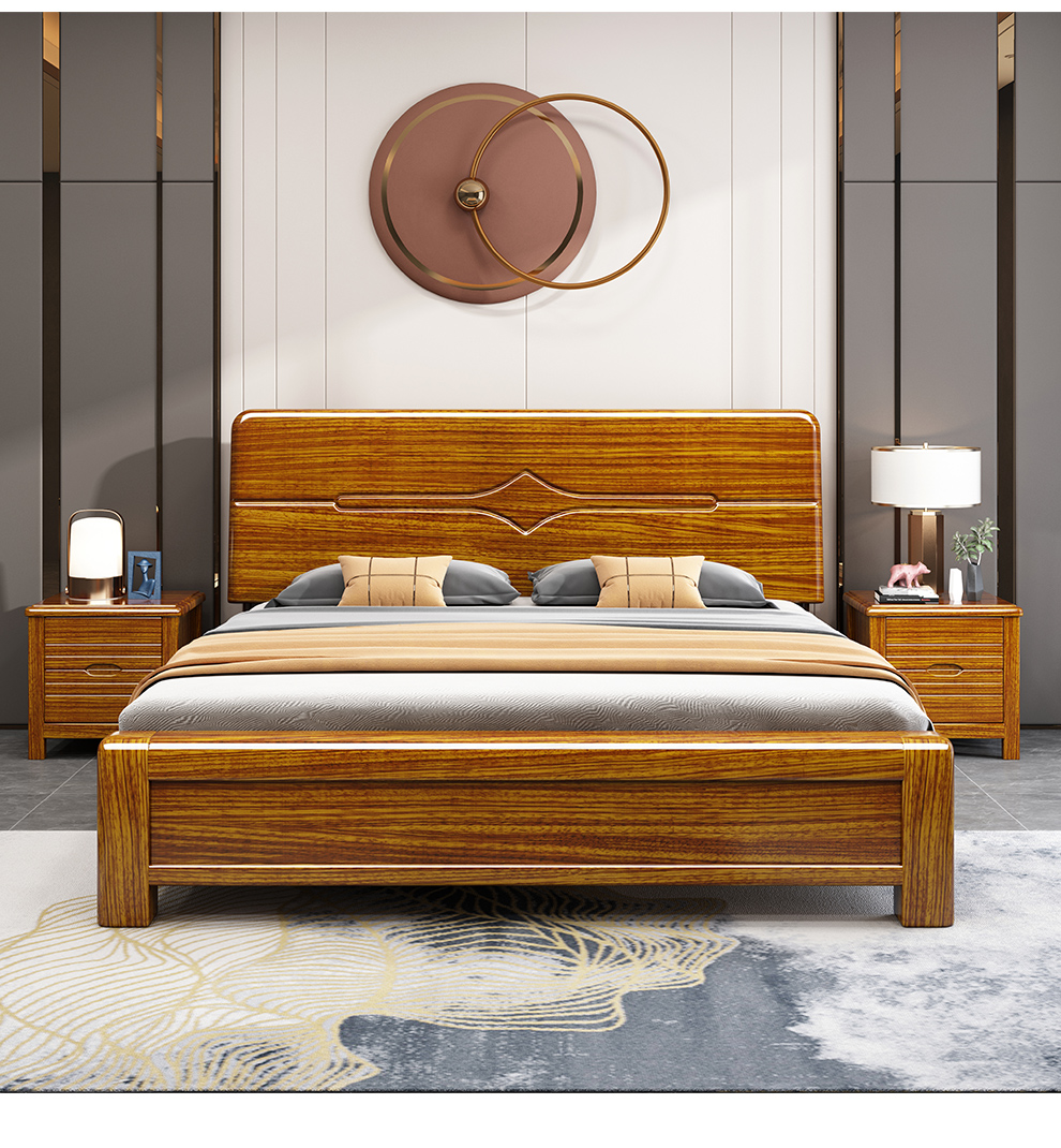 小木窝床乌金木实木床现代中式18米中式双人床简约主卧婚床高箱储物