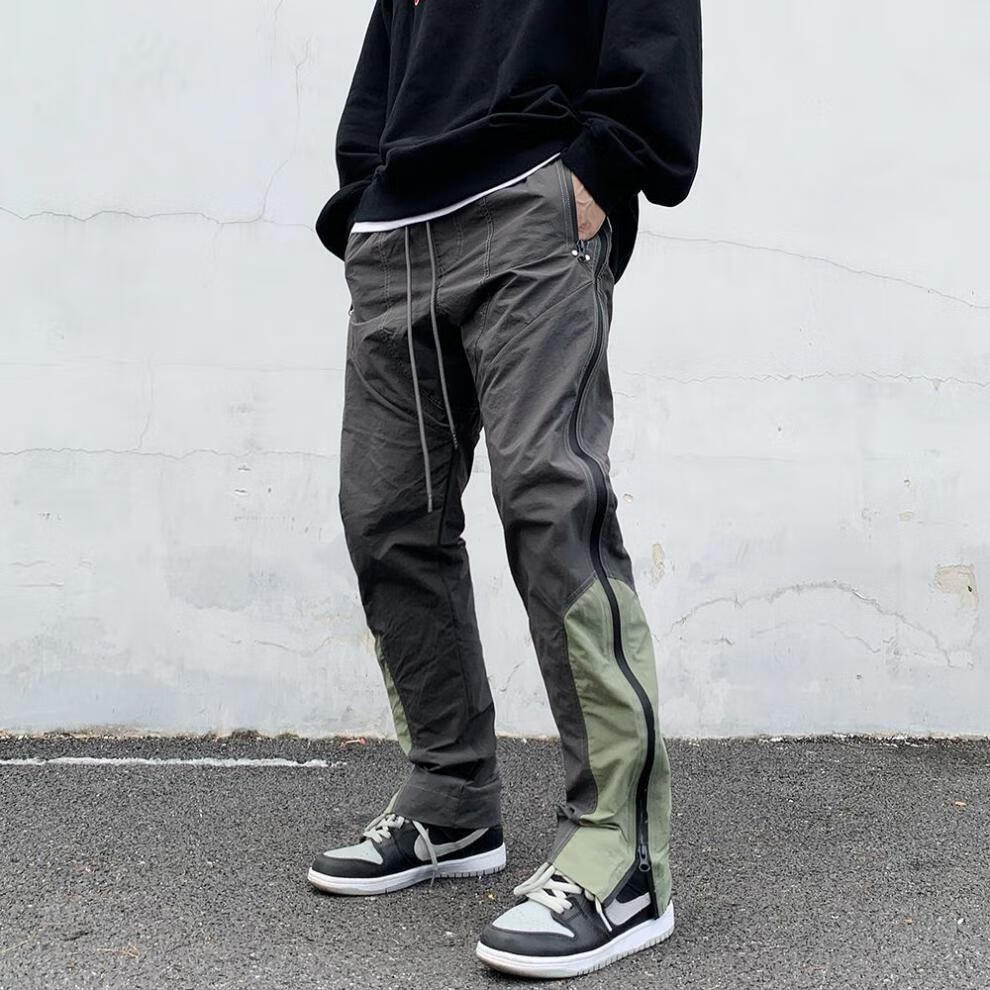 shanluo欧美街头高街嘻哈gali同款侧边机能工装拼接拉链休闲运动长裤