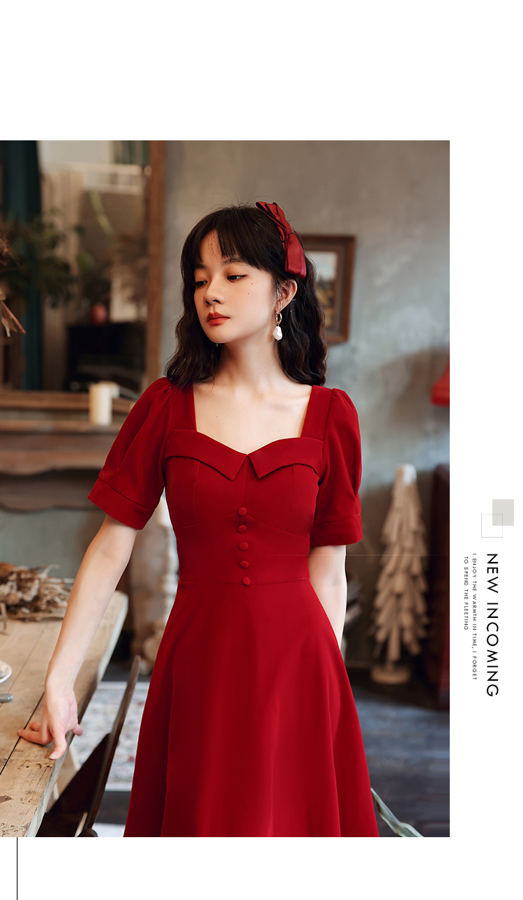 恒源祥集团彩羊(fazeya)敬酒服新娘小个子2022新款夏季红色订婚小礼服