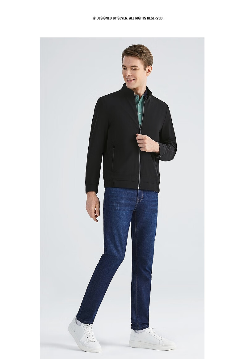 柒牌立领夹克男2022秋冬季新款男士商务通勤上班短款防风外套茄克衫