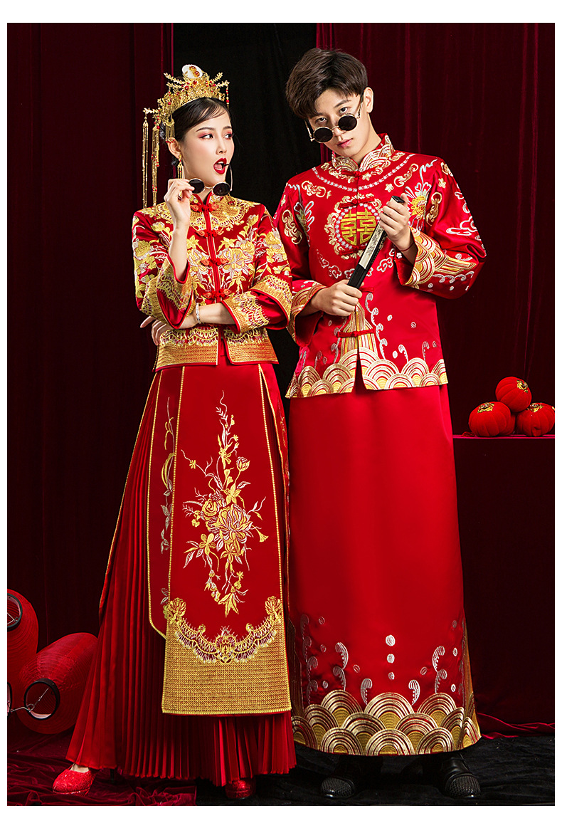 礼服情侣款秀禾服新娘2020新款中式礼服男女套装秀和服婚纱嫁衣出阁