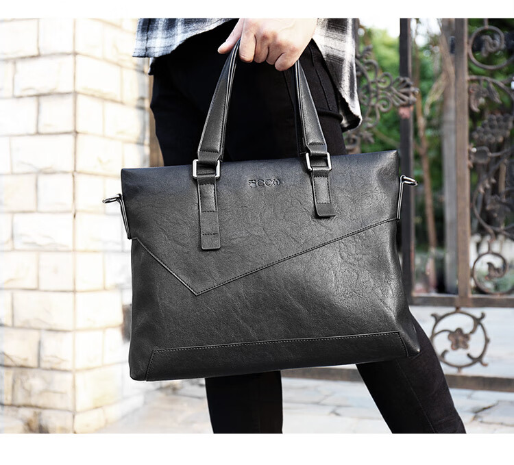 COW Men's Business Briefcase, Horizontal Handbag for Men, Laptop Bag, Tote Bag, 8610 Large Bag, 14 Inches 5