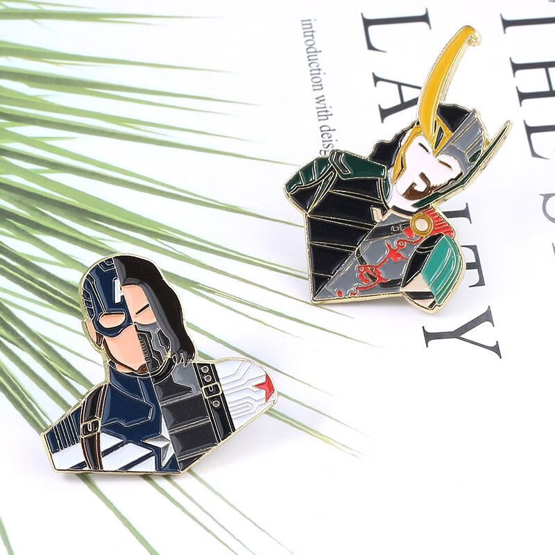 饭制漫威 雷神洛基锤基胸针 美队冬兵盾冬胸针 复联4卡通同人潮流饰品