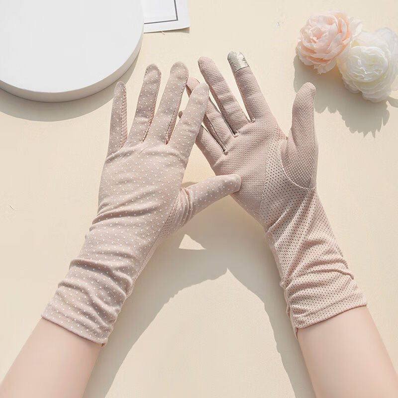 防晒手套女夏季防轻薄款骑车长款护手防滑触屏开车纯棉短款细雪之舞m0