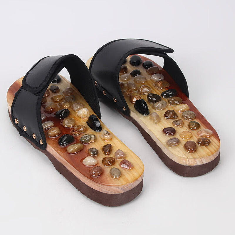 养生鞋居家穴位足疗鞋老年送礼天然鹅卵石按摩拖鞋足行健养生按摩鞋1