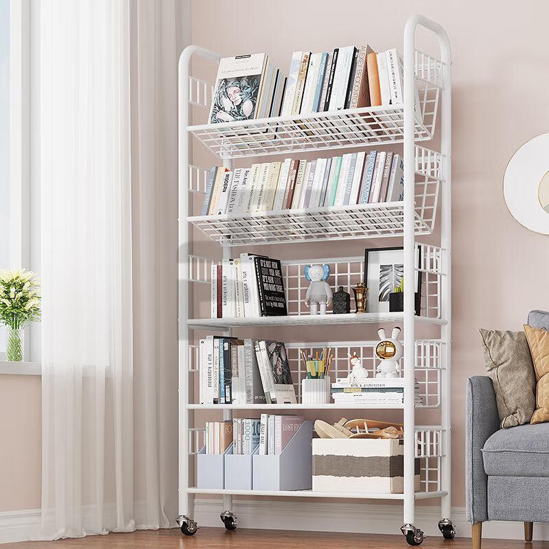 邦兴晖 移动书架书架宝宝书本收纳架简易小型书架可移动置物架落地