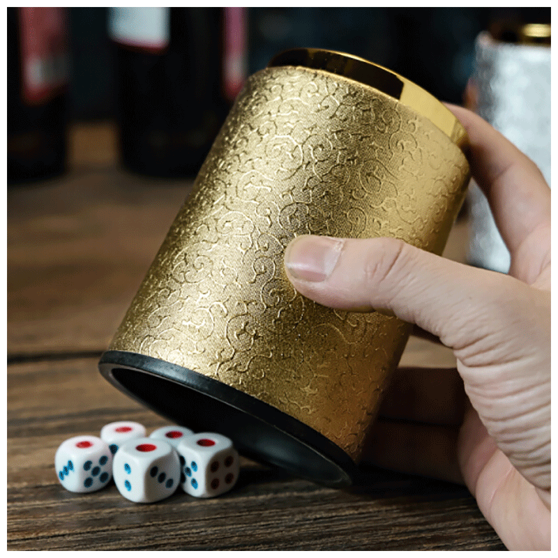筛盅骰子骰盅套装ktv酒吧用品皮革色盅可定制logo摇色子甩盅利戈雅