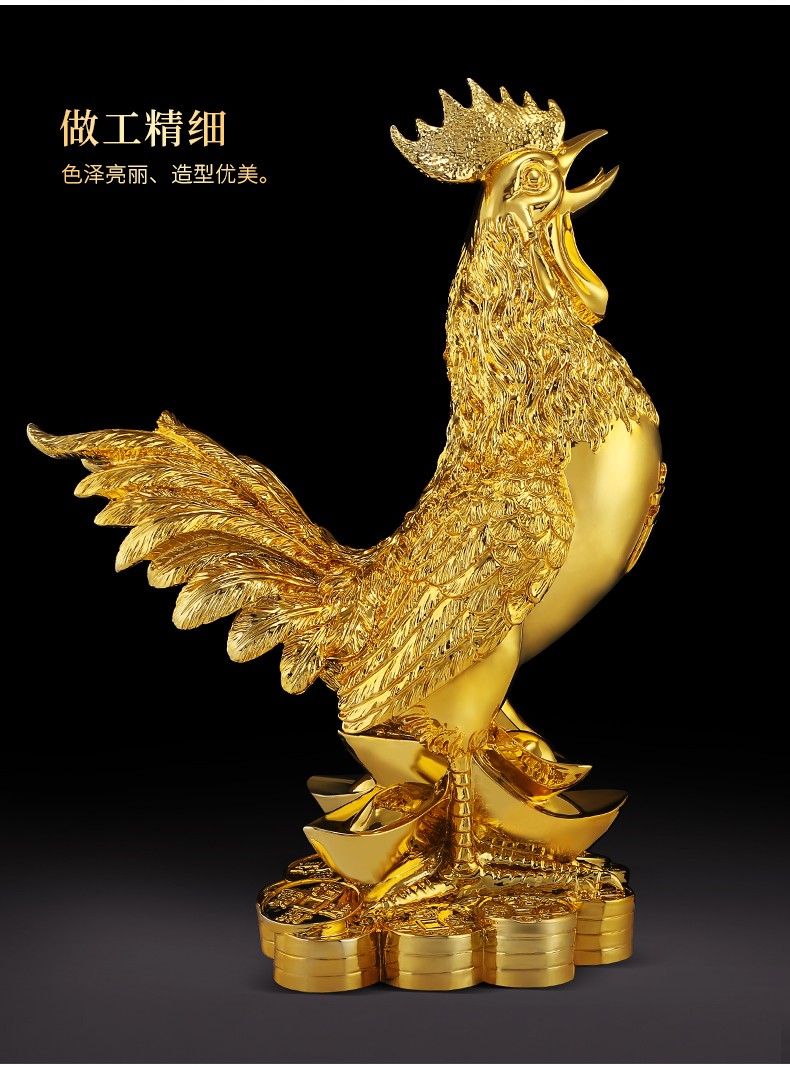吉善缘十二生肖鸡摆件大公鸡雄鸡金鸡风水招财家居鸡年办公室家居客厅