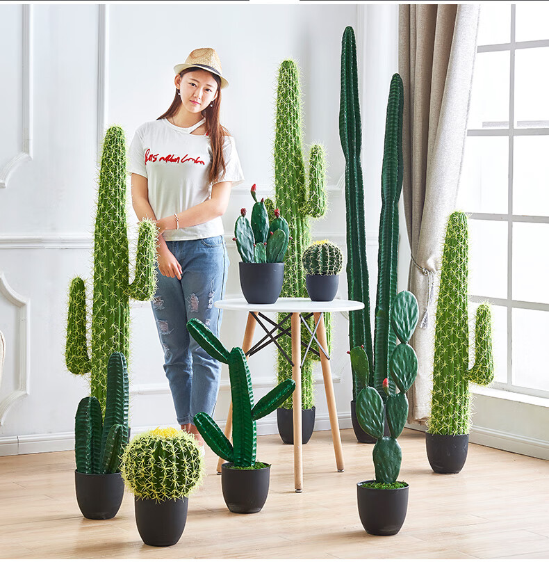 逍遥大型仿真仙人掌摆件北欧植物家居室内假绿植盆栽仙人柱ins风装饰