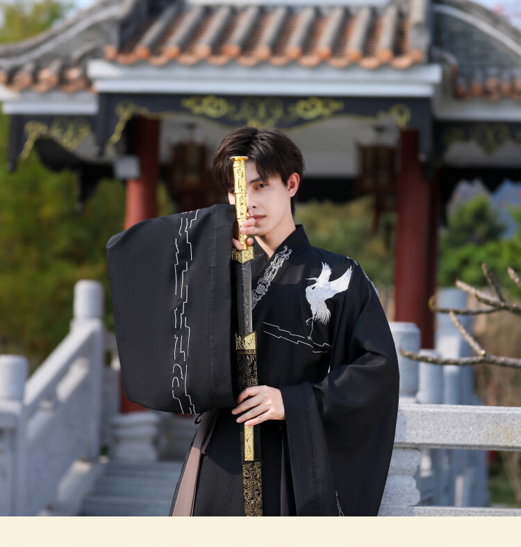 原创汉服男古装广袖大袖衫直裾魏晋风男学生毕业古装套装男朗诵演出服