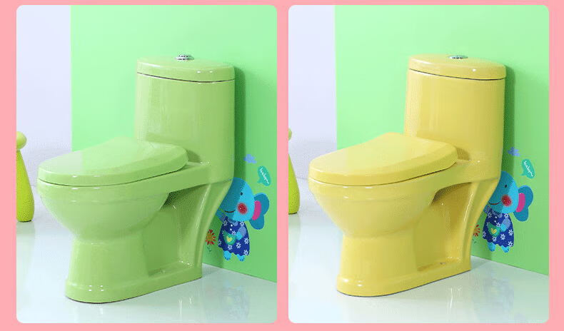能量狐 儿童马桶彩色陶瓷卫浴男女孩大直冲式幼儿园马桶坐便器 公主粉