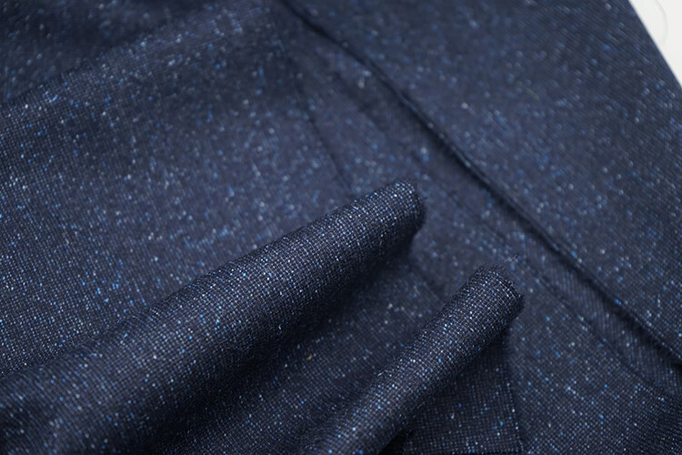 抗皱西装布料高定西装面料薄款藏青色彩点羊毛蚕丝布料春夏秋时装套装