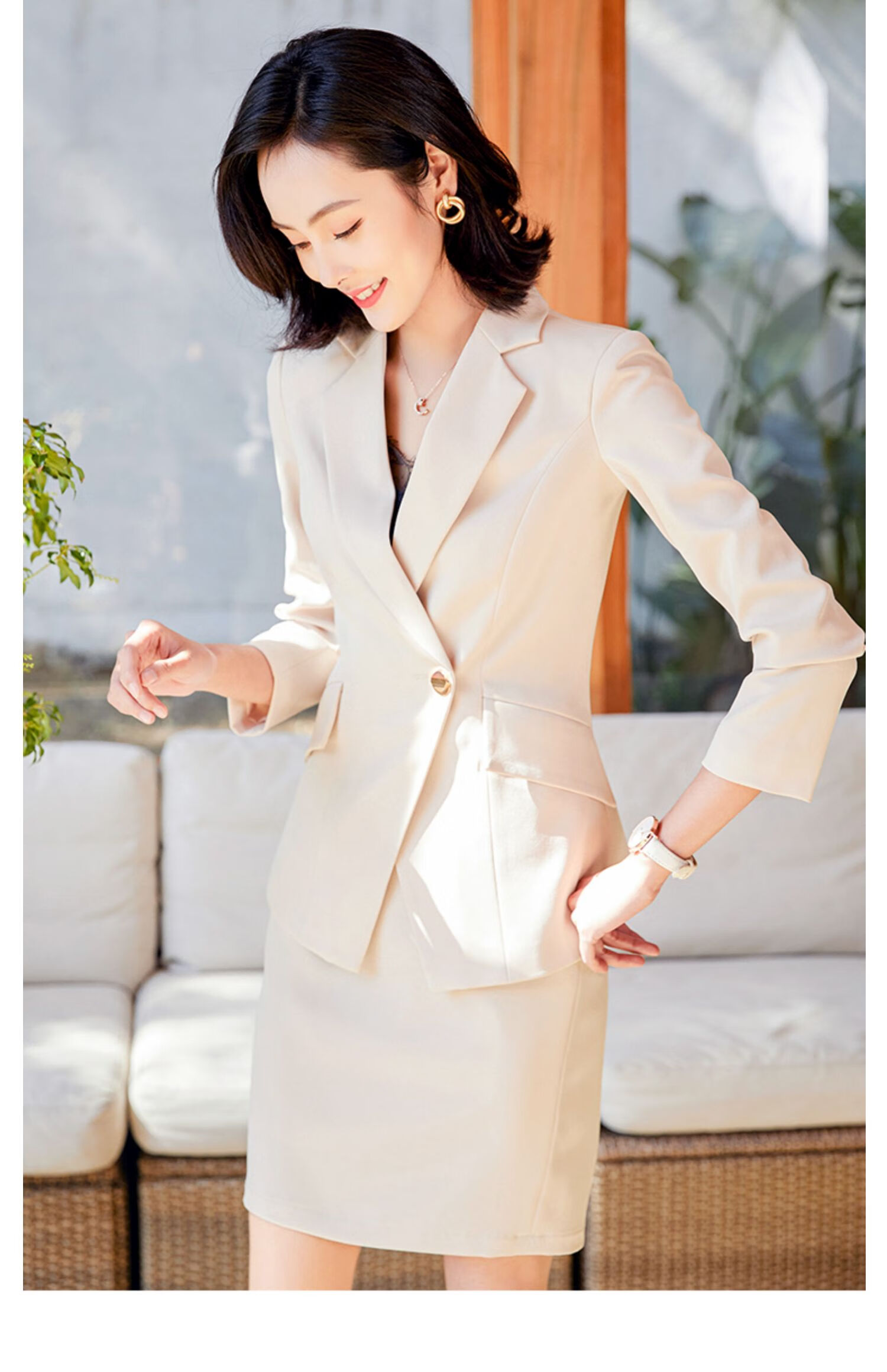 雨萌雅 播音主持艺考服装女学生高端正装演讲职业装气质ol蓝色西装