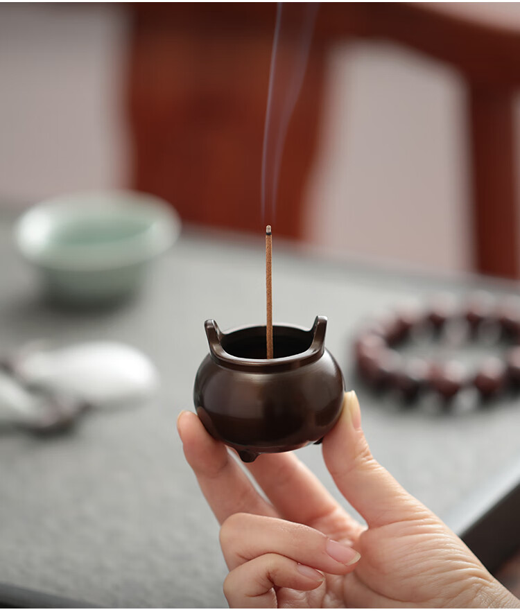 礼品 熏香 臻香坊 珍玩迷你小号创意线香炉家用室内香薰炉纯铜紫色