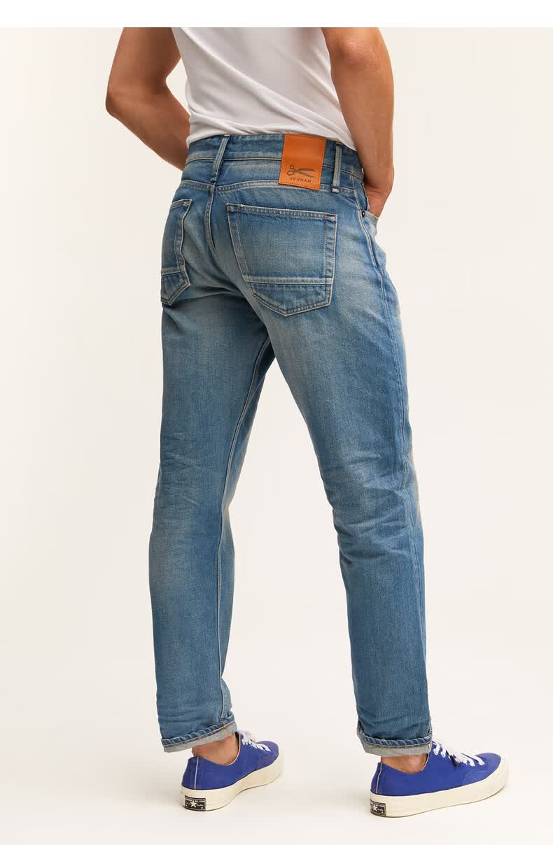 denham2022年四季通用新品男士经典日本制微锥剪刀牛仔裤forge蓝色32