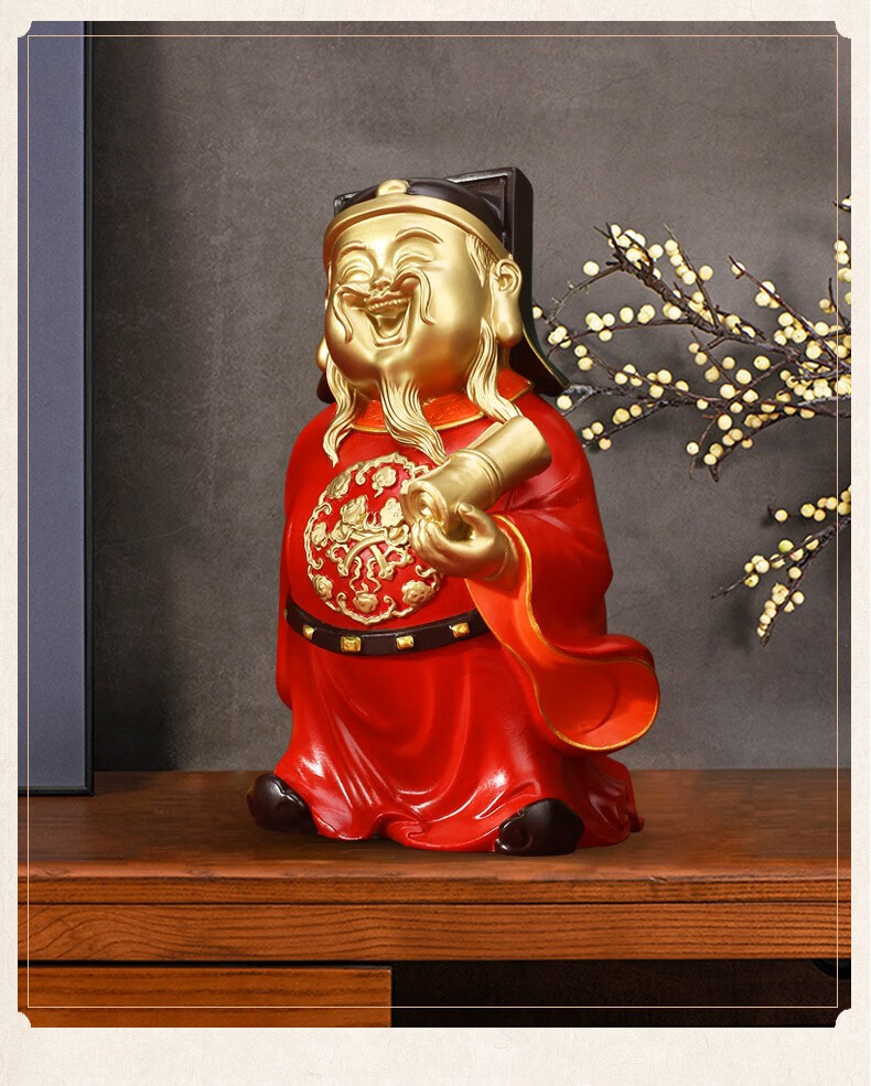 铜福禄寿三星摆件五路财神像聚宝盆福禄星寿星三星高照佛像大号禄星公