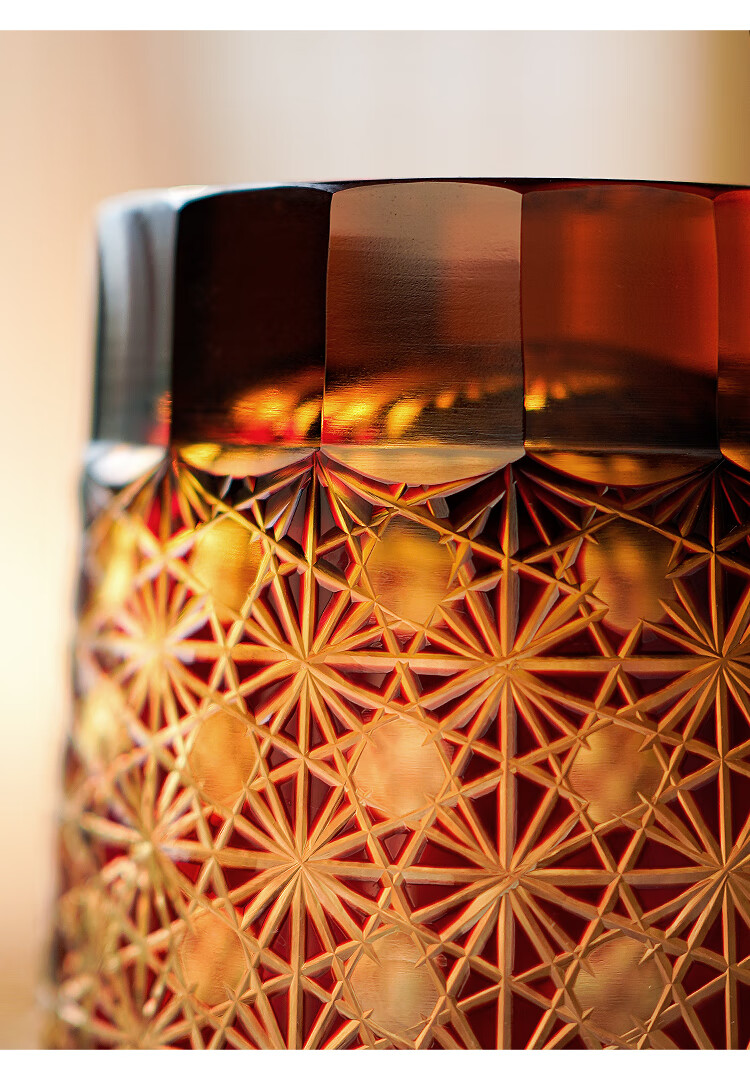 柒遇江户切子日式创意手工刻花玻璃杯水晶玻璃威士忌洋酒杯过年送礼