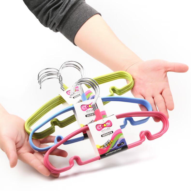 浸胶家用防滑防风儿童衣架宝宝小孩衣挂婴儿晾晒架可爱小衣撑 雾霾灰