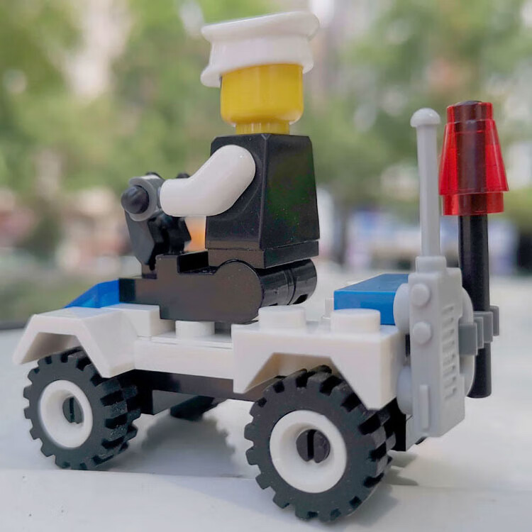 乐高(lego)拼插积木警察局警察专用摩托车巡逻车警车直升机 警察摩托