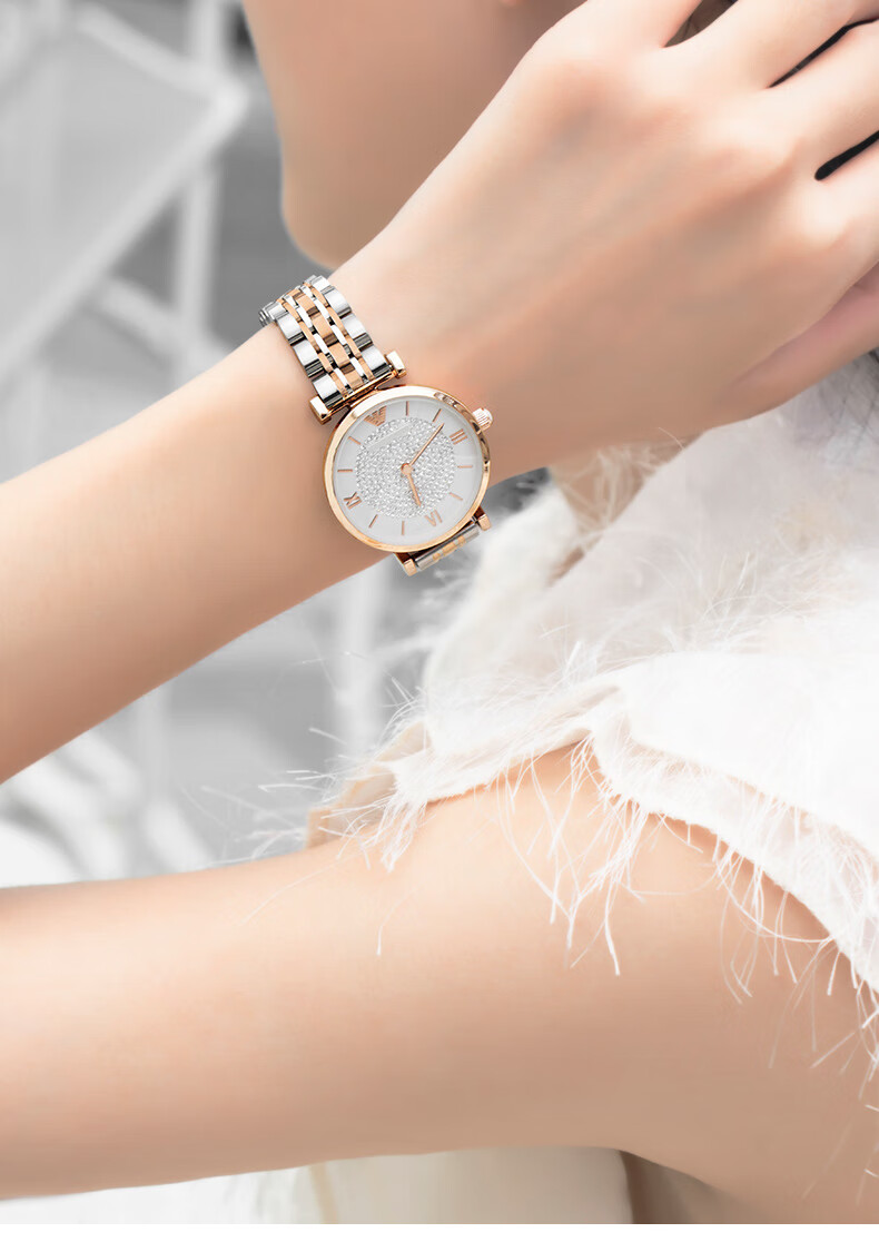 适用手阿玛尼原装表带 钢带男表链女金属ar1926ar60007满天星阿玛尼