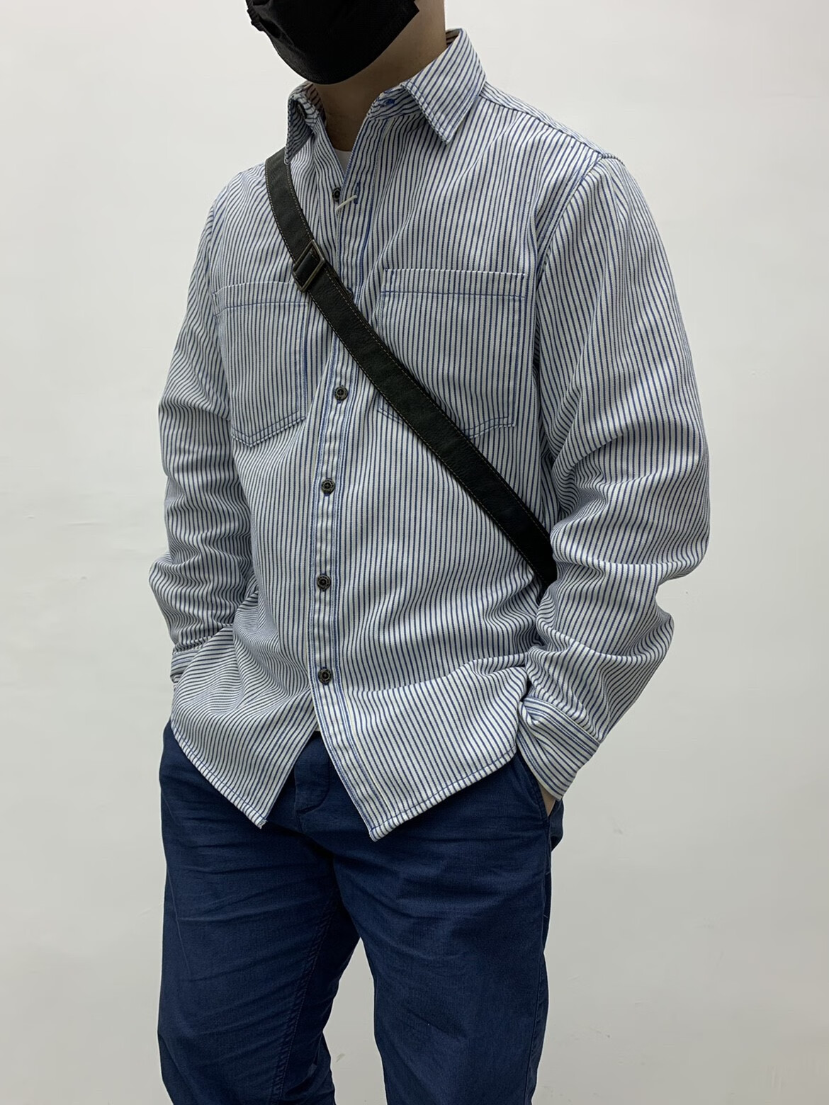 凡客诚品(vancl)日式阿美咔叽日系复古青年工装衬衫彩色条纹宽松长袖