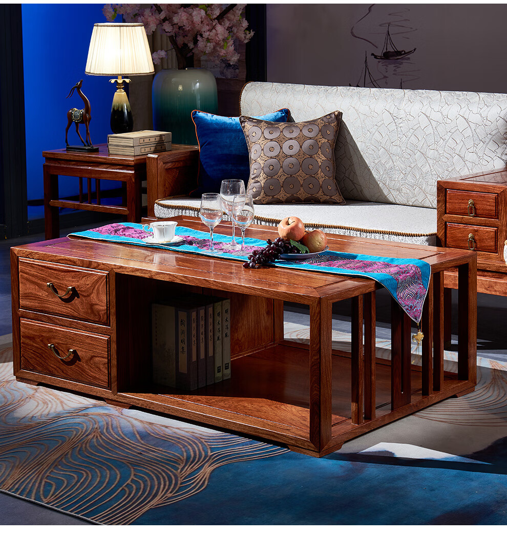 一舍红木家具非洲花梨学名刺猬紫檀新中式实木沙发组合客厅贵妃现代