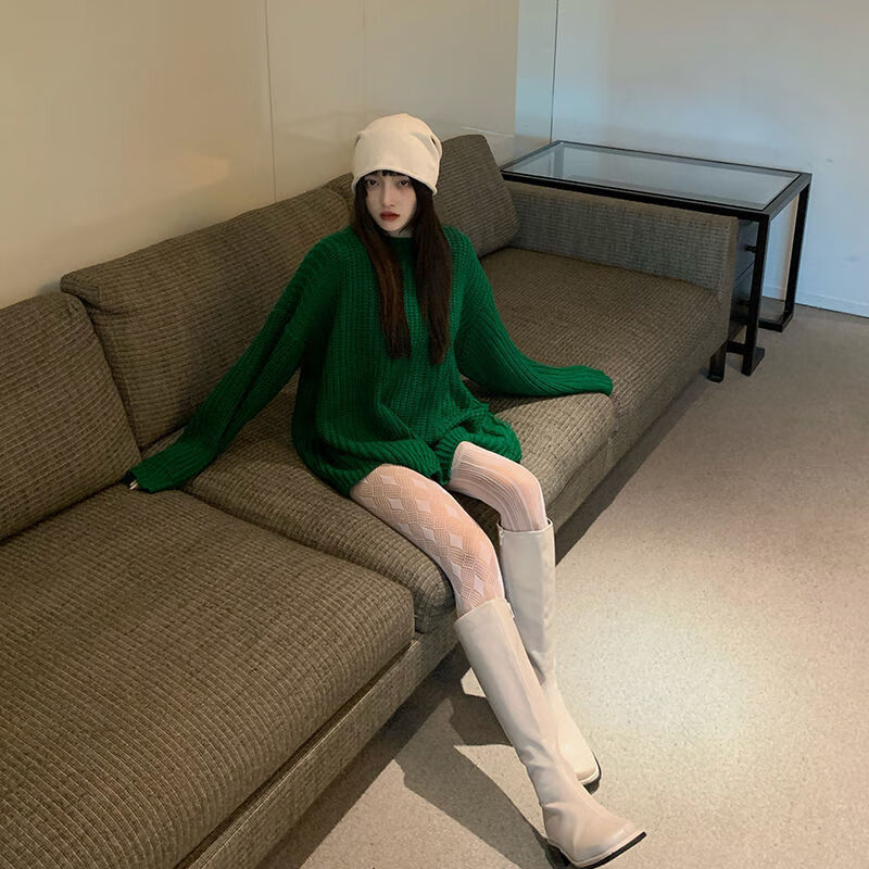 研豆白色名媛风渔网袜jk黑丝显腿瘦菱格镂空秋冬纯欲辣妹连裤袜款网袜