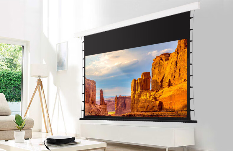 ayaley 黑晶电动拉线幕布 4k高清纳米级电动壁挂幕布 家庭影院抗光