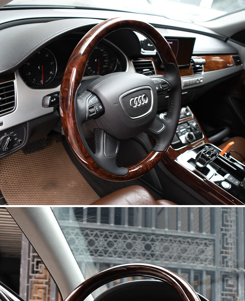 适用于奥迪a6lc7a8桃木岑木方向盘改装 碳纤维【加工置换】【图片