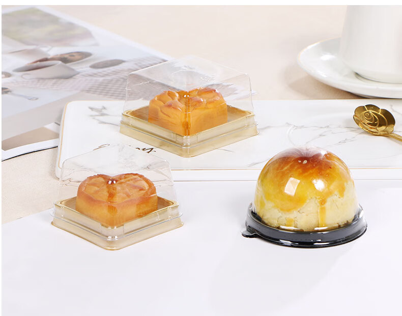 pet方形圆形透明月饼吸塑盒塑料蛋黄酥包装盒手工烘焙中秋内托盒 圆形