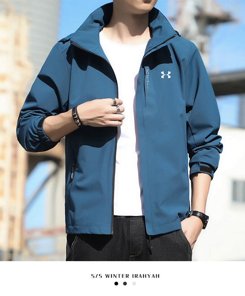 安德玛(under armour)ua春秋款男士外套连帽三合一衣秋冬季工装户外