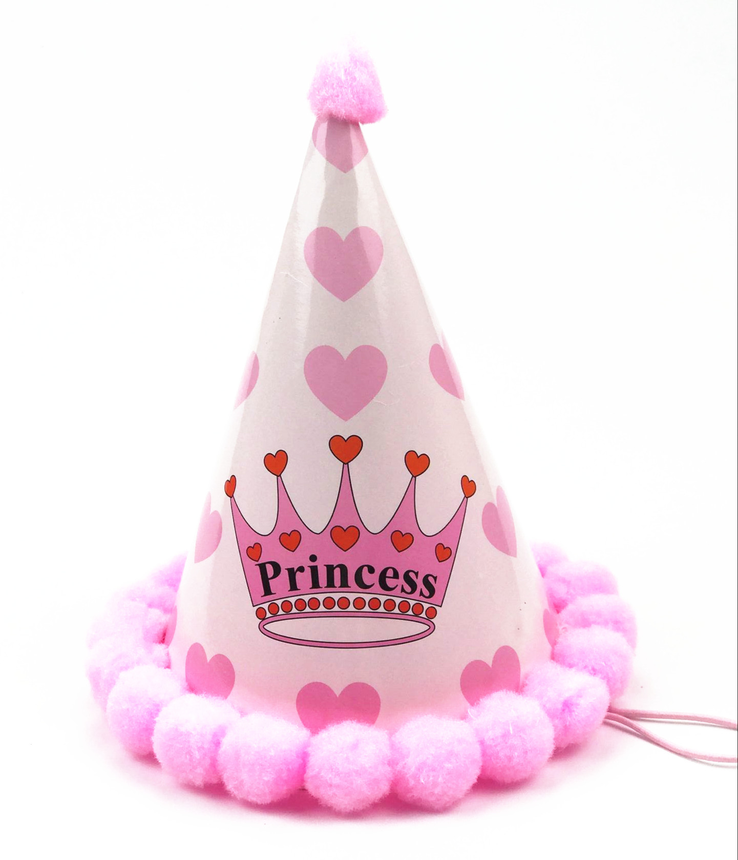 生日派对帽子 尖头毛球帽 儿童生日派对装饰帽子 寿星帽 彩虹礼品