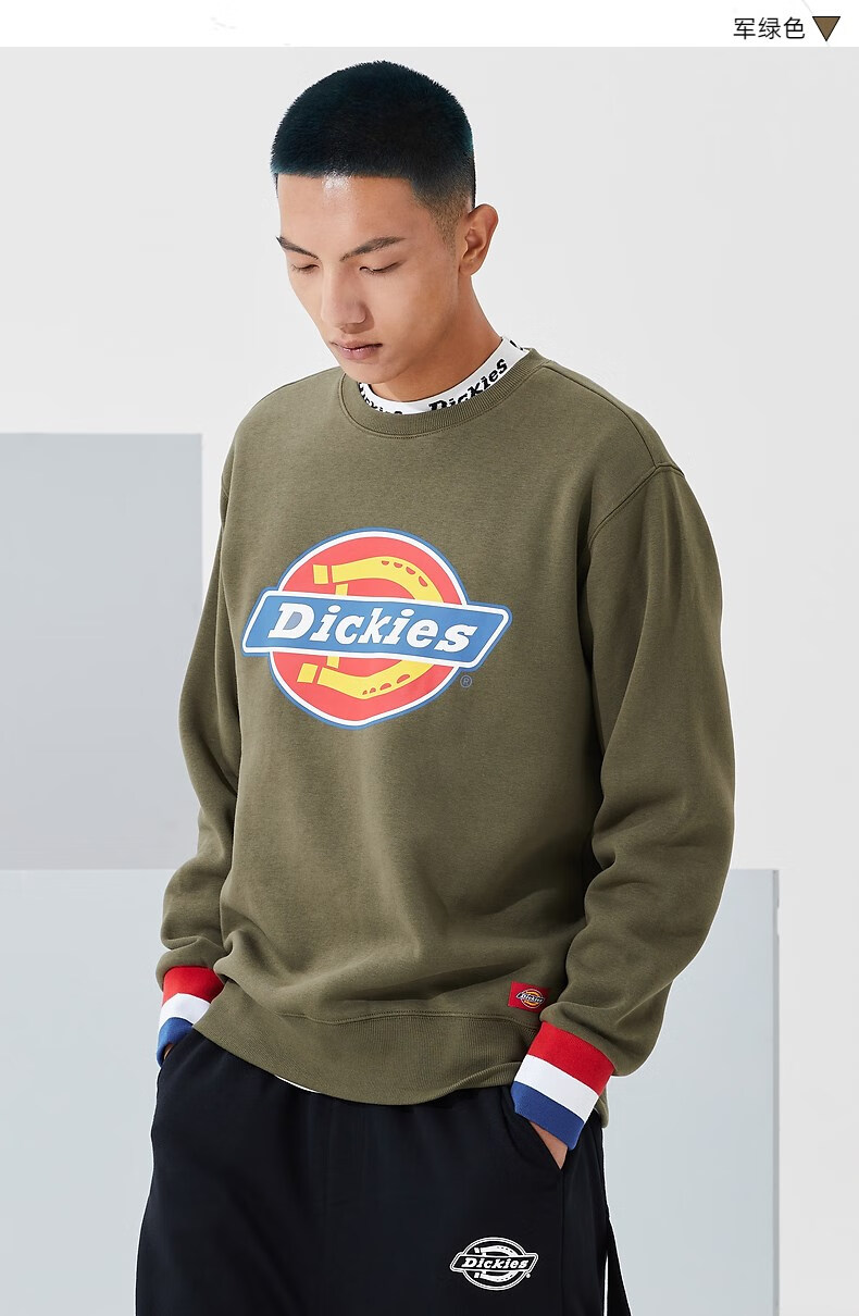 dickies dickies圆领卫衣男女情侣装迪克斯潮牌印花全棉长袖t恤秋季