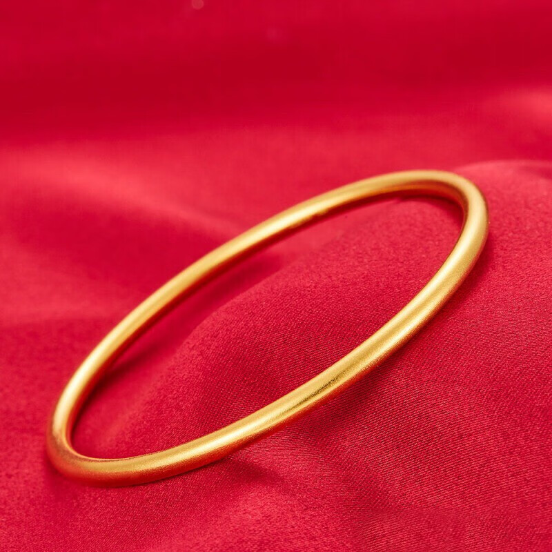 千金公主古法黄金手镯实心素圈镯子女999足金婚嫁传承手镯手环纯金