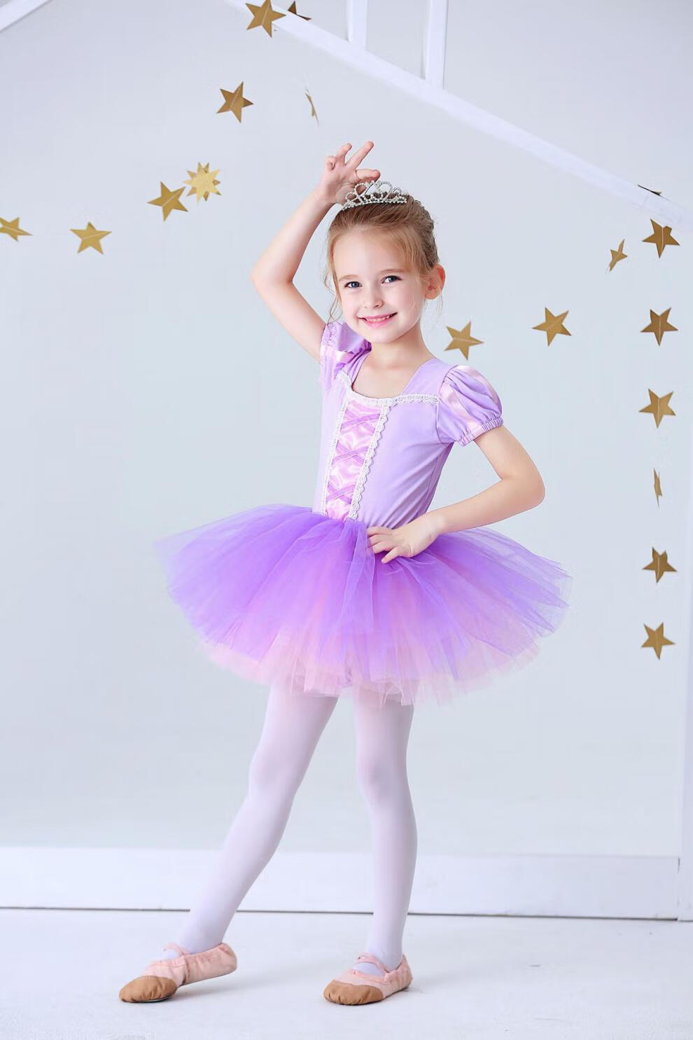 儿童芭蕾舞蹈服可开档苏菲亚白雪艾莎女童公主裙蓬蓬裙夏季练功服d90
