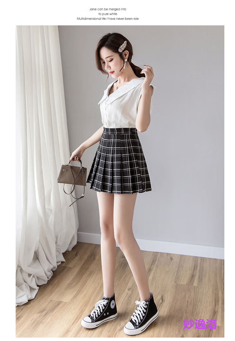 春夏ins超火百搭百褶裙女生半截裙热天穿的软妹少女裤衩裙女士超短裙