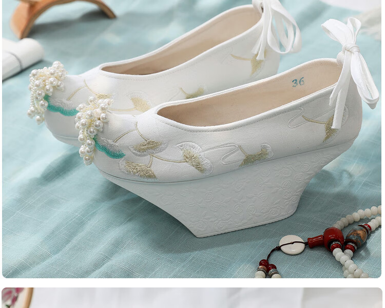 霖速(linsu) 花盆底鞋宫廷古装旗鞋清朝如懿传清代鞋串珠花格格鞋高跟