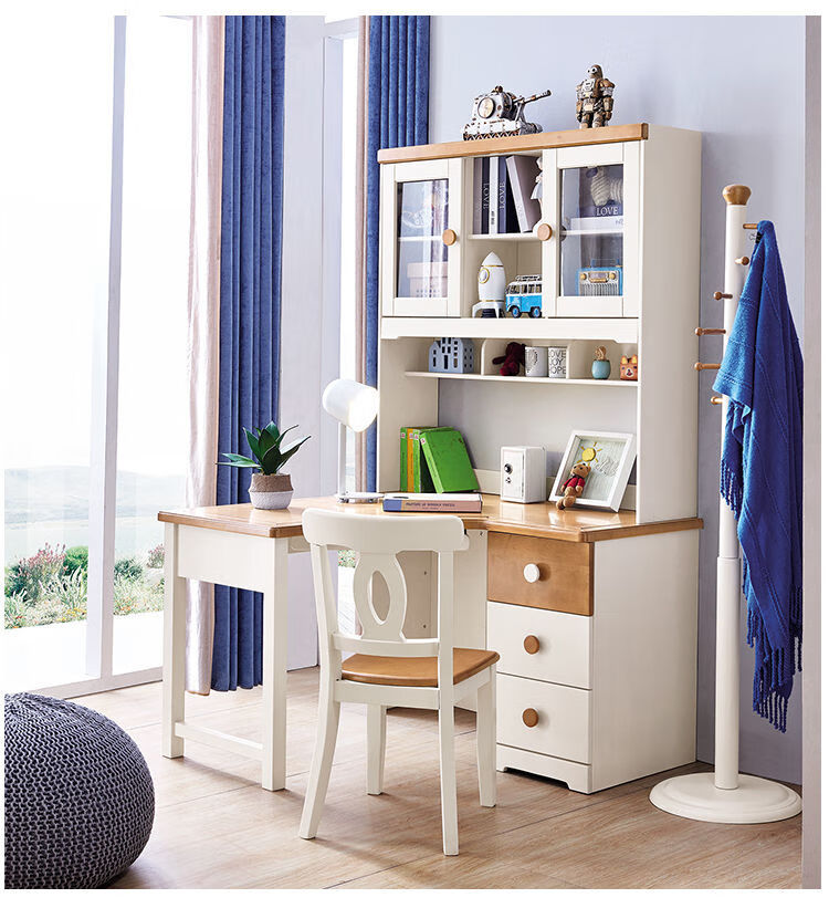 转角书桌地中海电脑桌书柜书架组合家用写字台f615直角书桌12米书椅是