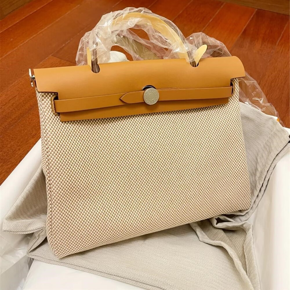 hermes/爱马仕 女包 herbag帆布包 31/39 拼皮包 单肩手提包包 其它