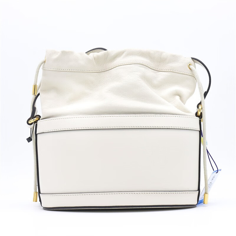 二手99新gucci古驰女包白色牛皮1955抽绳水桶包单肩包98新