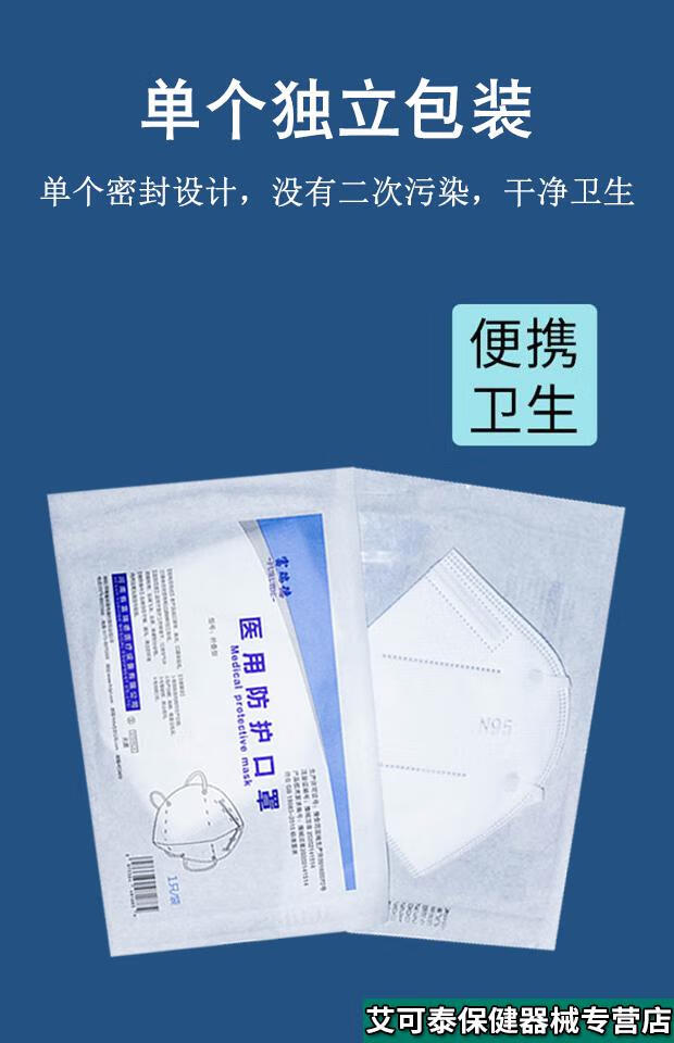 n95医用防护口罩防kn95级别口罩一次性外科医护 富瑞德白四层医用n95