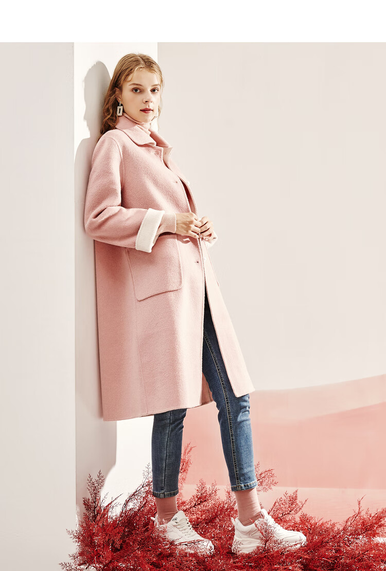 淑女双面呢大衣女佳人苑2020年冬季新款羊毛100%中长款呢外套韩版