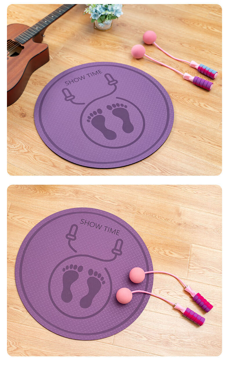 tpe迷你跳绳垫子减震隔音家用静音垫防滑无绳跳绳燃脂专用垫灰色无绳