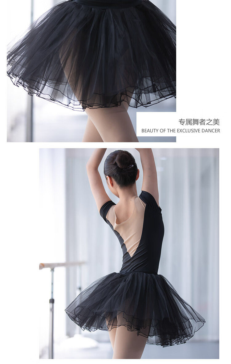 成人芭蕾舞纱裙舞蹈蓬蓬裙练功tutu裙教师裙半身短裙舞蹈裙四层纱 浅