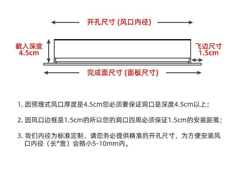 定制适用于abs中央空调出风口极窄边框线性隐形风管机加长百叶格栅