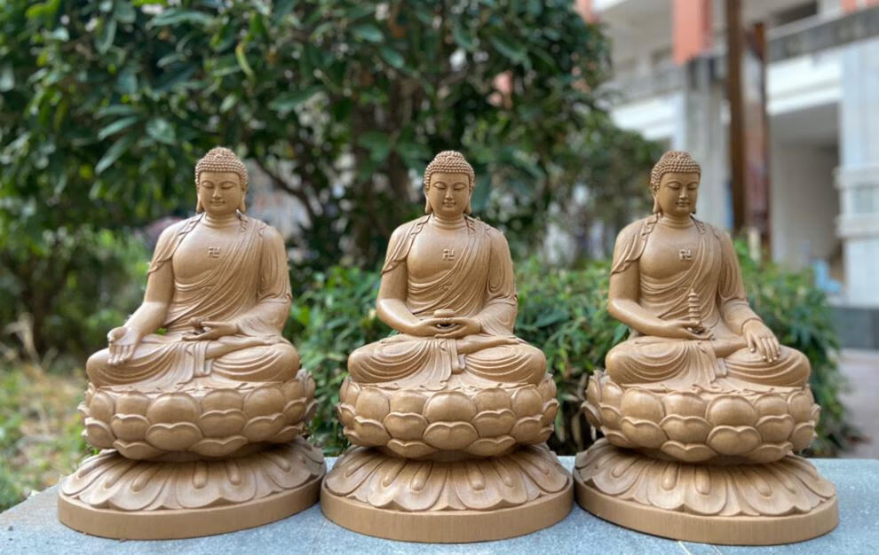 朴春沉香大日如来佛像阿弥陀佛木雕西方三圣三宝佛观音供奉摆件关注