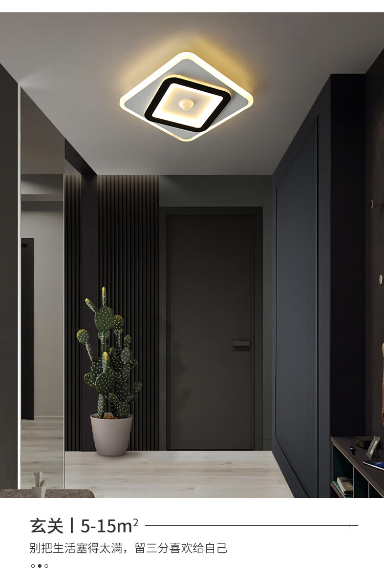 欧普侍人体感应灯led过道灯走廊灯简约现代入户门厅灯楼梯间智能吸顶